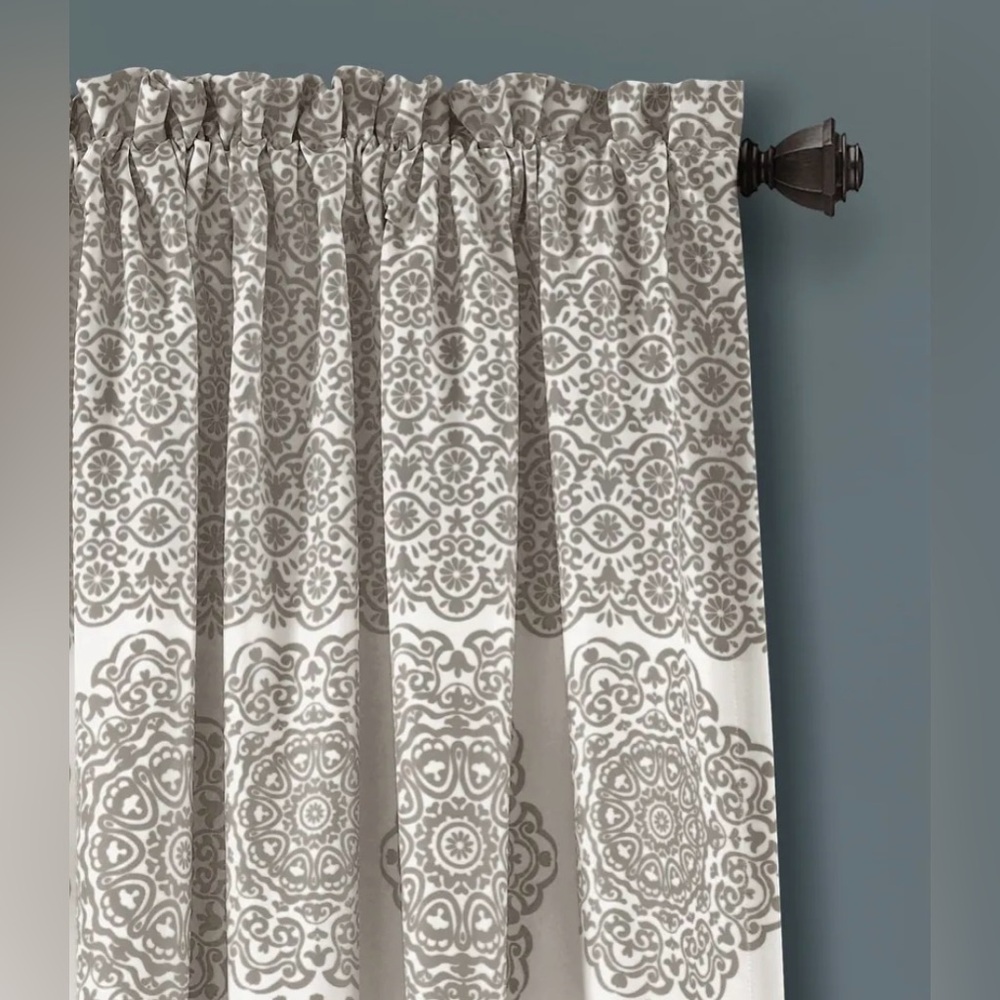 Lush Decor Stripe Medallion Curtains Fabric Mandala Bohemian Damask 84"L x 52"W - Picture 4 of 6